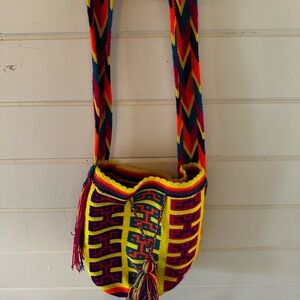 100% authentic Colombian Wayuu Mochilla Multicolor Crossbody Bag